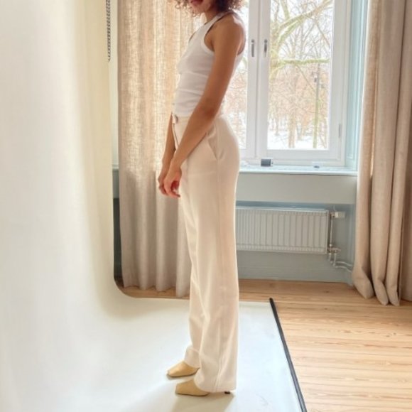 Djerf Avenue Cream Trousers - Picture 1 of 5